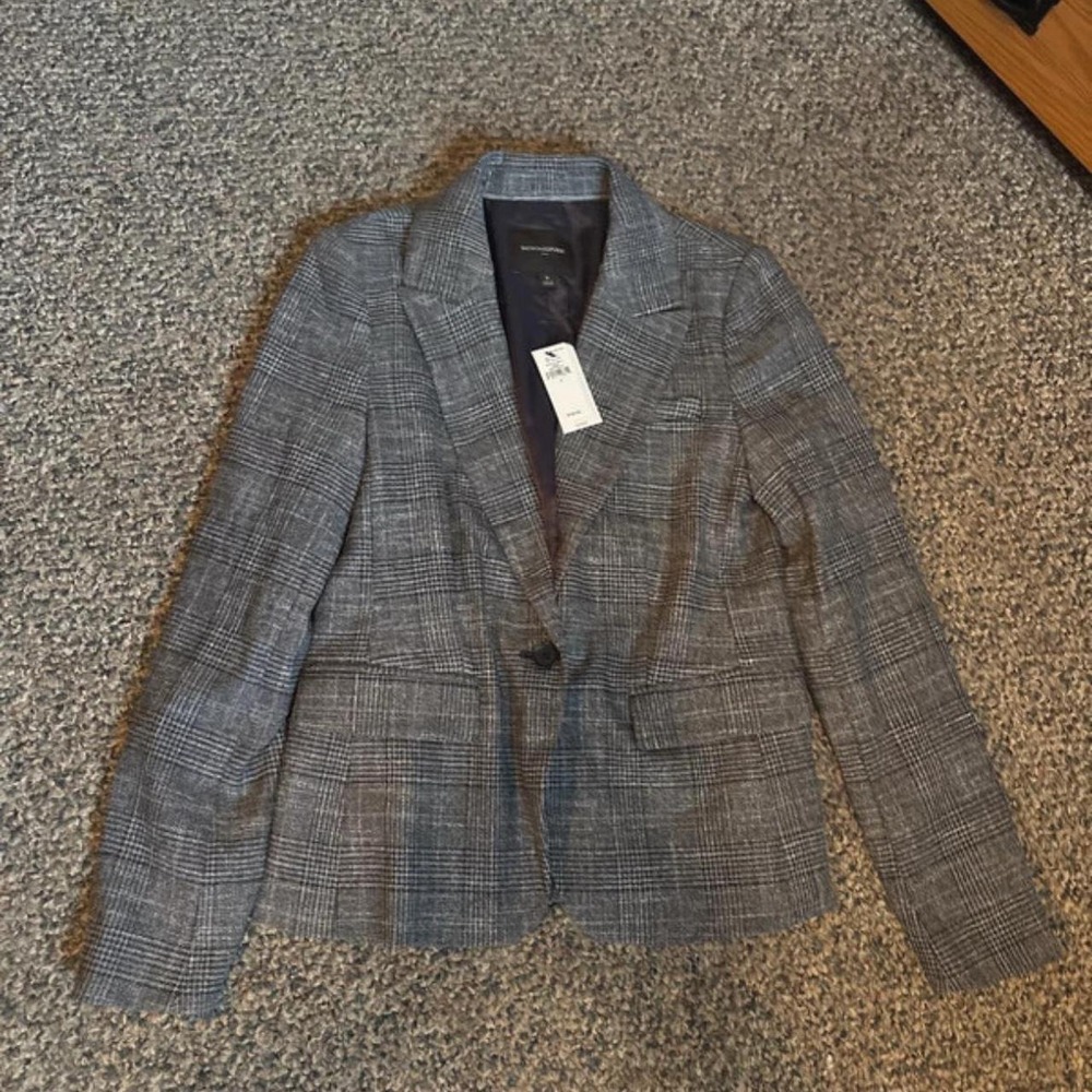 NWT banana republic women's blazer jacket plaid size 2 workwear business casual